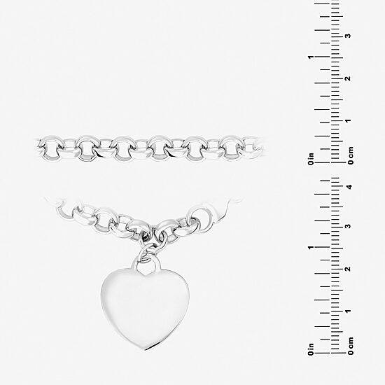 Silver Reflections Womens Pure Silver Over Brass Heart Charm Bracelet