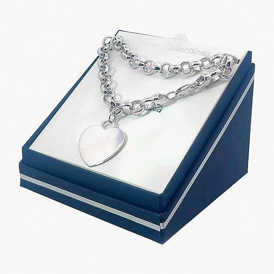 Silver Reflections Womens Pure Silver Over Brass Heart Charm Bracelet
