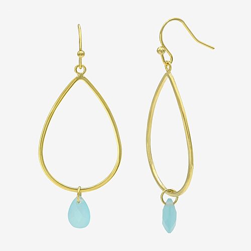 Gold Reflections Womens Blue Glass 14K Gold Over Brass Drop Earrings, One Size