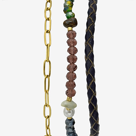 Gold Reflections Womens 3-pc. Multi Color Crystal 14K Gold Over Brass Bracelet Set