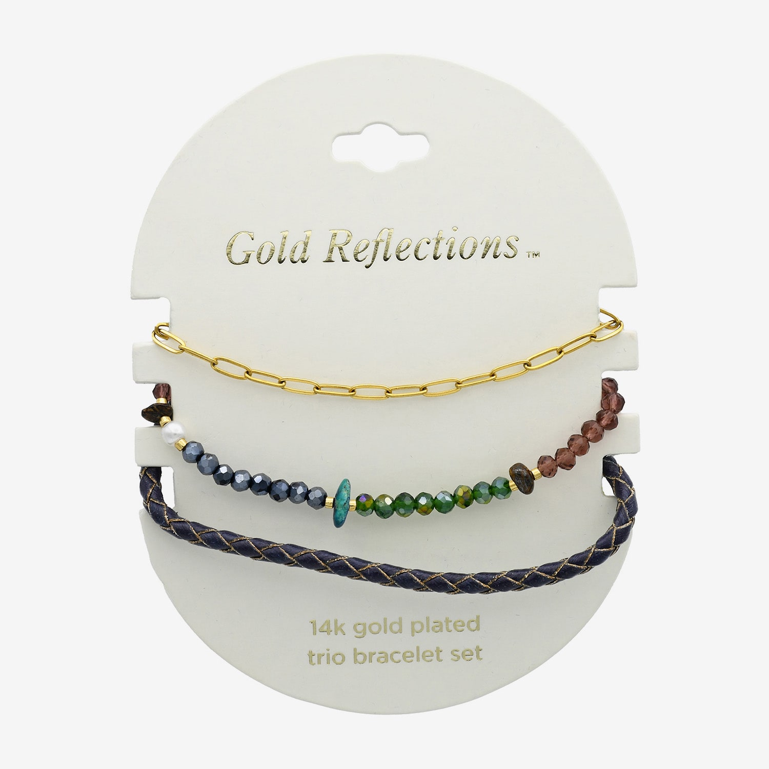 Gold Reflections Womens 3-pc. Multi Color Crystal 14K Gold Over Brass Bracelet Set