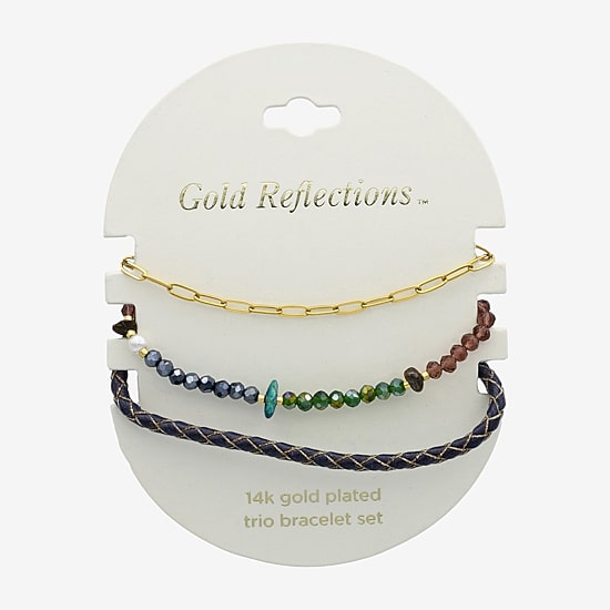 Gold Reflections Womens 3-pc. Multi Color Crystal 14K Gold Over Brass Bracelet Set