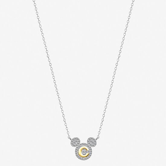 Disney Classics Initial Womens Cubic Zirconia 14K Gold Over Brass Pure Silver Over Brass 16 Inch Pendant Necklace
