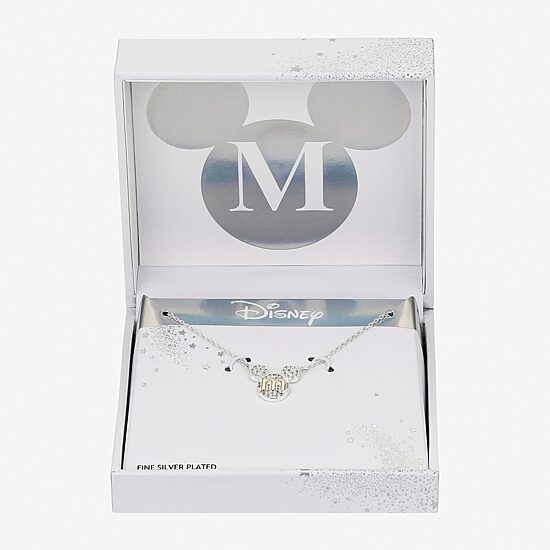 Disney Classics Initial Womens Cubic Zirconia 14K Gold Over Brass Pure Silver Over Brass 16 Inch Pendant Necklace