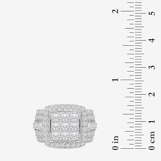 Womens 4 CT. T.W. Natural White Diamond 10K Gold Cushion Halo Engagement Ring