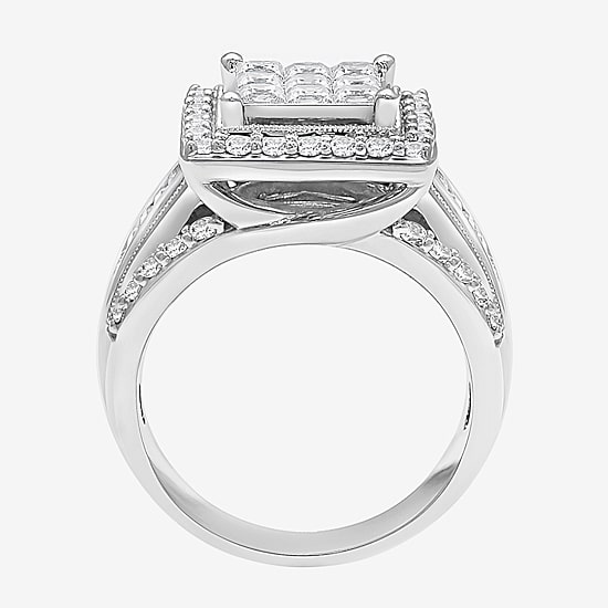 2 CT.T.W. Natural Diamond Side Stone Halo Engagement Ring in 10K or 14K Gold