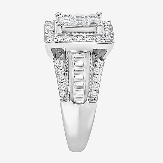 2 CT.T.W. Natural Diamond Side Stone Halo Engagement Ring in 10K or 14K Gold