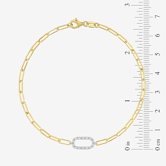 Yes, Please! (G-H / I1-I2) Womens Lab Grown Diamond 14K Gold Over Silver 18 Inch Paperclip Chain Bracelet