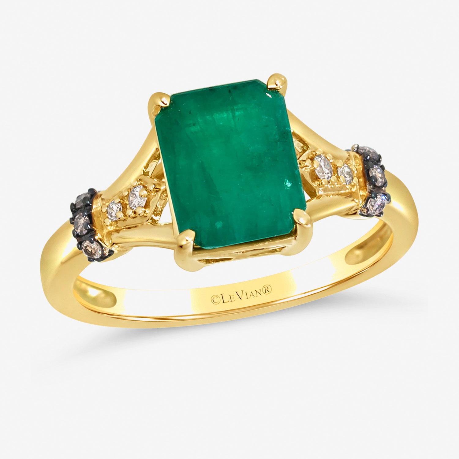 Le Vian® Ring featuring Costa Smeralda Emeralds™ Nude Diamonds™ , Chocolate Diamonds®  set in 14K Honey Gold™