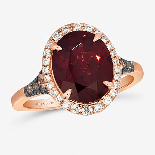 Le Vian Grand Sample Sale Le Vian Grand Sample Sale Limited Quantities! Womens 3/8 CT. T.W. Genuine Red Garnet 14K Gold Oval Halo Cocktail Ring, 7