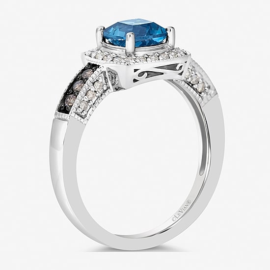 Le Vian® Ring featuring Sea Blue Aquamarine® Chocolate Diamonds® Nude Diamonds™ set in 14K Vanilla Gold®