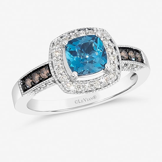 Le Vian® Ring featuring Sea Blue Aquamarine® Chocolate Diamonds® Nude Diamonds™ set in 14K Vanilla Gold®
