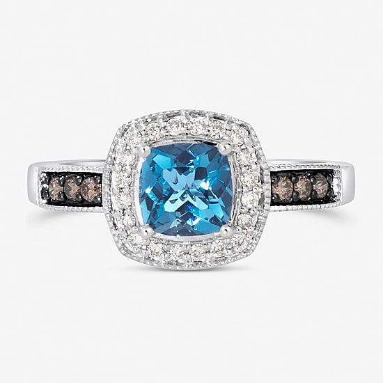 Le Vian® Ring featuring Sea Blue Aquamarine® Chocolate Diamonds® Nude Diamonds™ set in 14K Vanilla Gold®