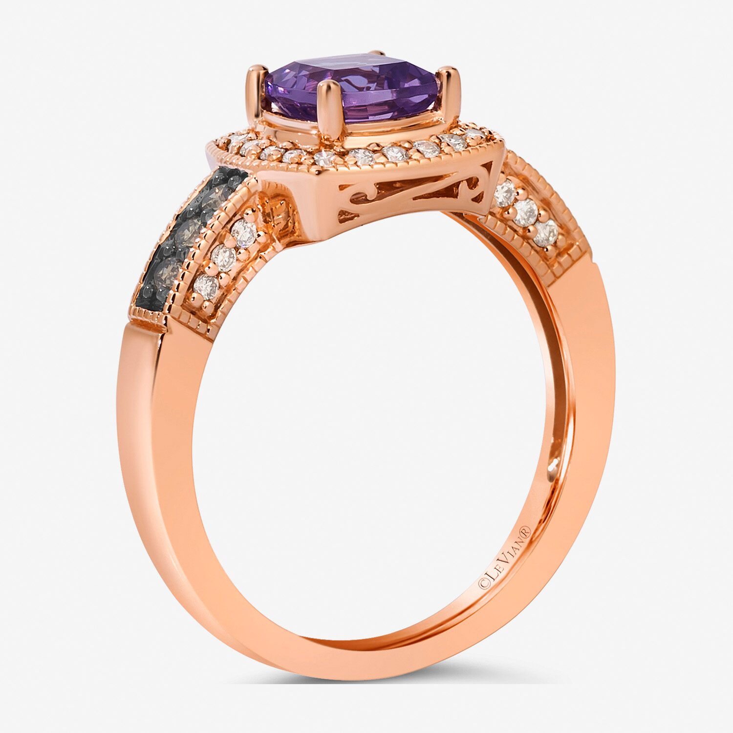 Le Vian® Ring featuring Sea Blue Aquamarine® Chocolate Diamonds® Nude Diamonds™ set 14K Vanilla Gold®