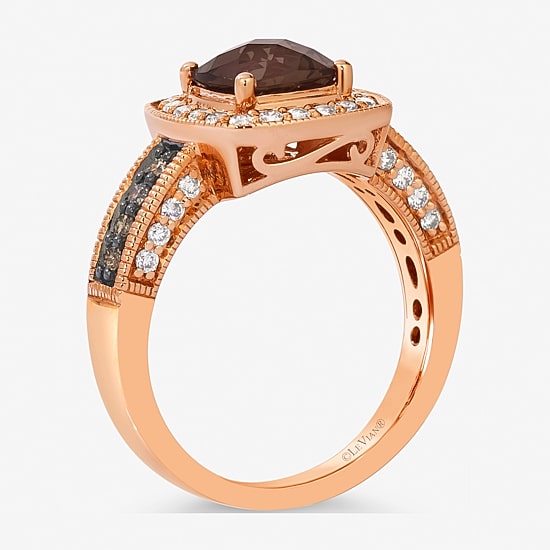 Le Vian® Ring featuring Sea Blue Aquamarine® Chocolate Diamonds® Nude Diamonds™ set in 14K Vanilla Gold®
