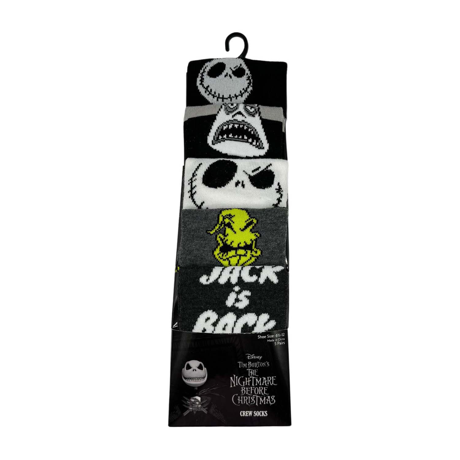 Mens 5 Pair Nightmare Before Christmas Crew Socks