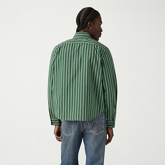 Levi's® Mens Long Sleeve Relaxed Fit Button-Down Crop Shirt