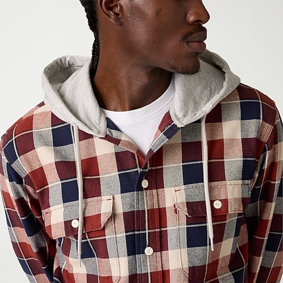 Levi's® Mens Hooded Long Sleeve Relaxed Fit Flannel Shirt