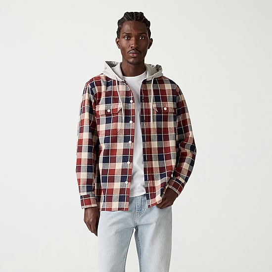 Levi's® Mens Hooded Long Sleeve Relaxed Fit Flannel Shirt