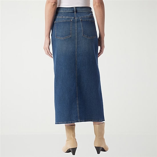 Gloria Vanderbilt Womens High Rise Long Denim Skirt