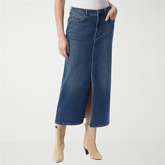 Gloria Vanderbilt Womens High Rise Long Denim Skirt