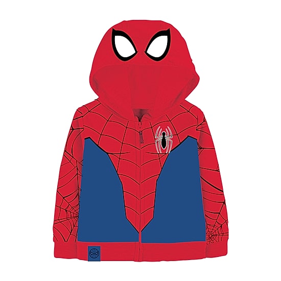 Disney Collection Little & Big Kid Boys Long Sleeve Embroidered Marvel Spiderman Fleece Zipper Hoodie