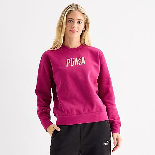 PUMA Womens Crew Neck Long Sleeve Sweatshirt, X-large, Purple