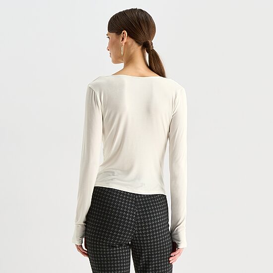 Worthington Womens Cowl Neck Long Sleeve Blouse