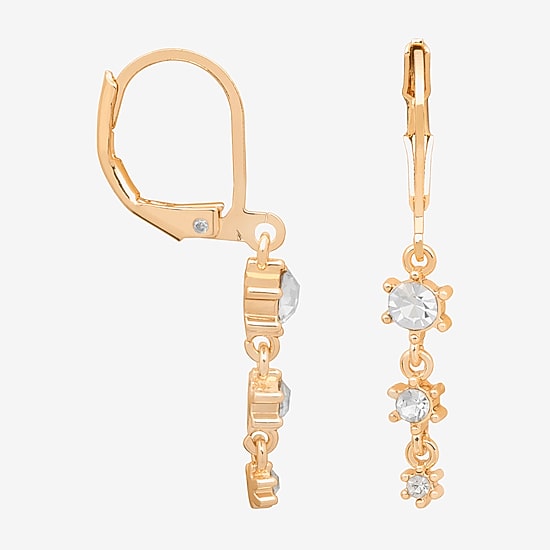 Bijoux Bar Delicates Gold Tone Womens Glass Round Drop Earrings