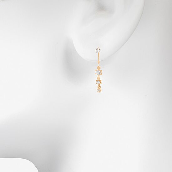 Bijoux Bar Delicates Gold Tone Womens Glass Round Drop Earrings