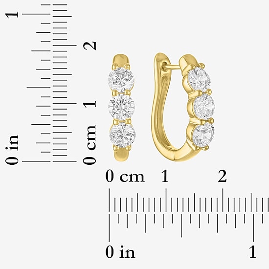 (G-H/Si2-I1) Womens 2 CT. T.W. Lab Grown White Diamond 10K Gold Hoop Earrings