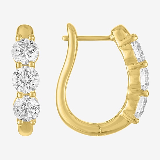 (G-H/Si2-I1) Womens 2 CT. T.W. Lab Grown White Diamond 10K Gold Hoop Earrings