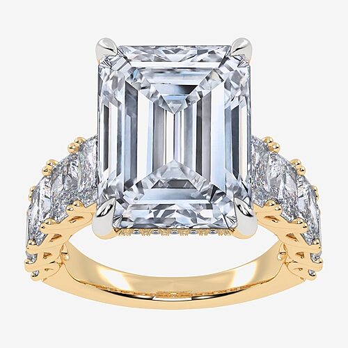 Signature By Modern Bride G/Vs2-Si1 Womens 8 1/4 Ct. T.W. Lab Grown White Diamond 14K Gold Side Stone Engagement Ring, 9, Yellow