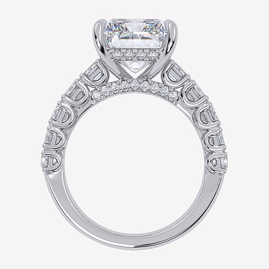 Signature By Modern Bride (G, Vs2-Si1) Womens 8 1/4 Ct. T.W. Lab Grown White Diamond 14K Gold Rectangular Side Stone Engagement Ring
