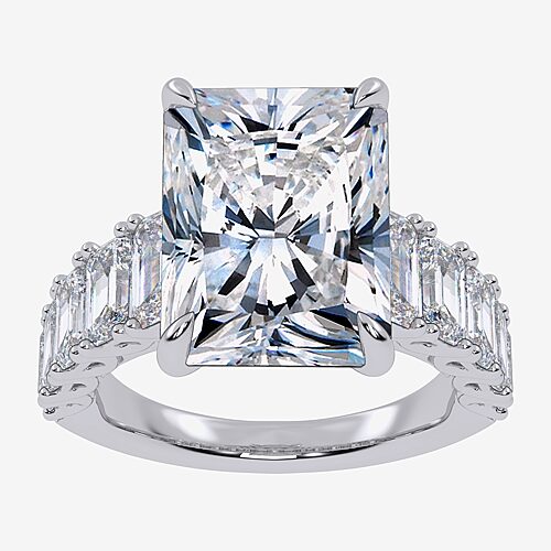 Signature By Modern Bride (G, Vs2-Si1) Womens 8 1/4 Ct. T.W. Lab Grown White Diamond 14K Gold Rectangular Side Stone Engagement Ring, 9, White