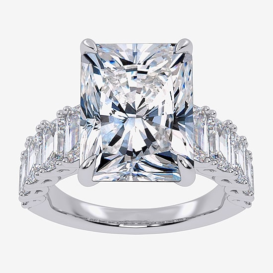 Signature By Modern Bride (G, Vs2-Si1) Womens 8 1/4 Ct. T.W. Lab Grown White Diamond 14K Gold Rectangular Side Stone Engagement Ring