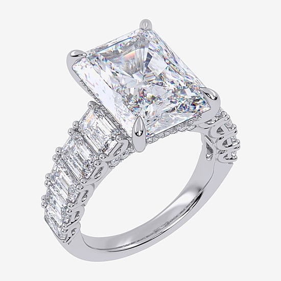 Signature By Modern Bride (G, Vs2-Si1) Womens 8 1/4 Ct. T.W. Lab Grown White Diamond 14K Gold Rectangular Side Stone Engagement Ring