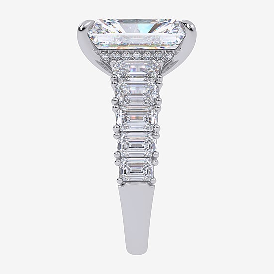 Signature By Modern Bride (G, Vs2-Si1) Womens 8 1/4 Ct. T.W. Lab Grown White Diamond 14K Gold Rectangular Side Stone Engagement Ring