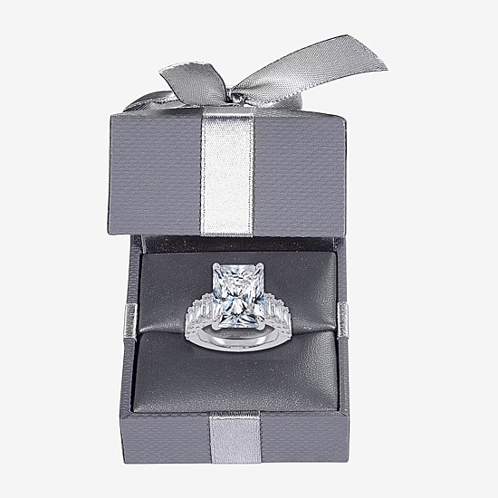 Signature By Modern Bride (G, Vs2-Si1) Womens 8 1/4 Ct. T.W. Lab Grown White Diamond 14K Gold Rectangular Side Stone Engagement Ring
