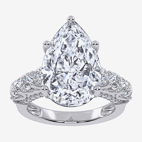 Signature By Modern Bride (G, Vs2-Si1) Womens 7 1/2 Ct. T.W. Lab Grown White Diamond 14K Gold Pear Side Stone Engagement Ring, 9, White