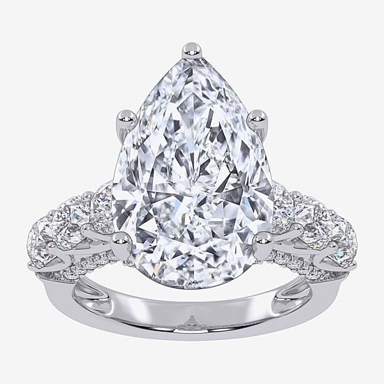 Signature By Modern Bride (G, Vs2-Si1) Womens 7 1/2 Ct. T.W. Lab Grown White Diamond 14K Gold Pear Side Stone Engagement Ring
