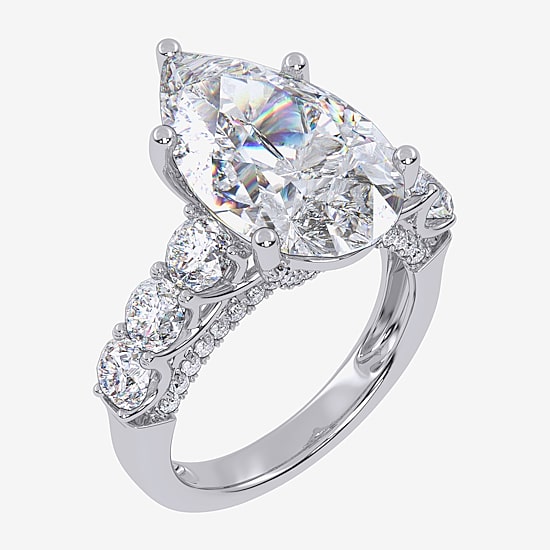 Signature By Modern Bride (G, Vs2-Si1) Womens 7 1/2 Ct. T.W. Lab Grown White Diamond 14K Gold Pear Side Stone Engagement Ring