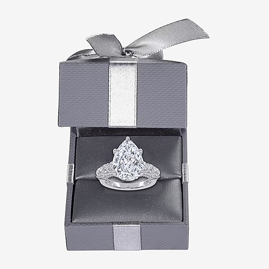Signature By Modern Bride (G, Vs2-Si1) Womens 7 1/2 Ct. T.W. Lab Grown White Diamond 14K Gold Pear Side Stone Engagement Ring