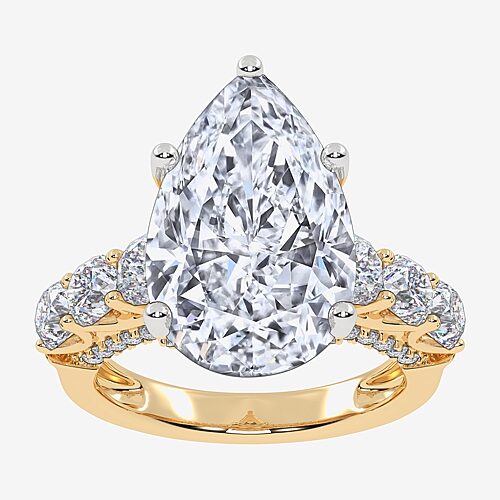 Signature By Modern Bride (G, Vs2-Si1) Womens 7 1/2 Ct. T.W. Lab Grown White Diamond 14K Gold Pear Side Stone Engagement Ring, 9, Yellow