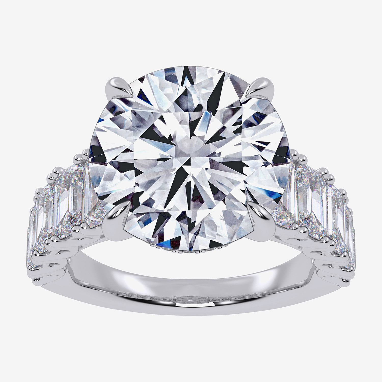 Signature By Modern Bride (G, Vs2-Si1) Womens 8 1/4 Ct. T.W. Lab Grown White Diamond 14K Gold Round Side Stone Engagement Ring