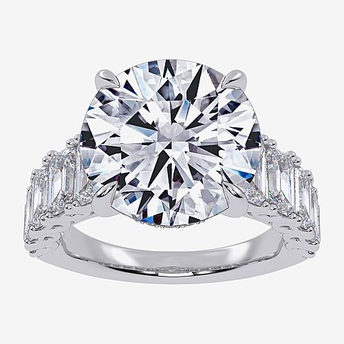 Signature By Modern Bride (G, Vs2-Si1) Womens 8 1/4 Ct. T.W. Lab Grown White Diamond 14K Gold Round Side Stone Engagement Ring, 9, White