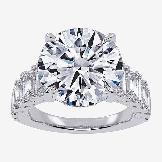 Signature By Modern Bride (G, Vs2-Si1) Womens 8 1/4 Ct. T.W. Lab Grown White Diamond 14K Gold Round Side Stone Engagement Ring