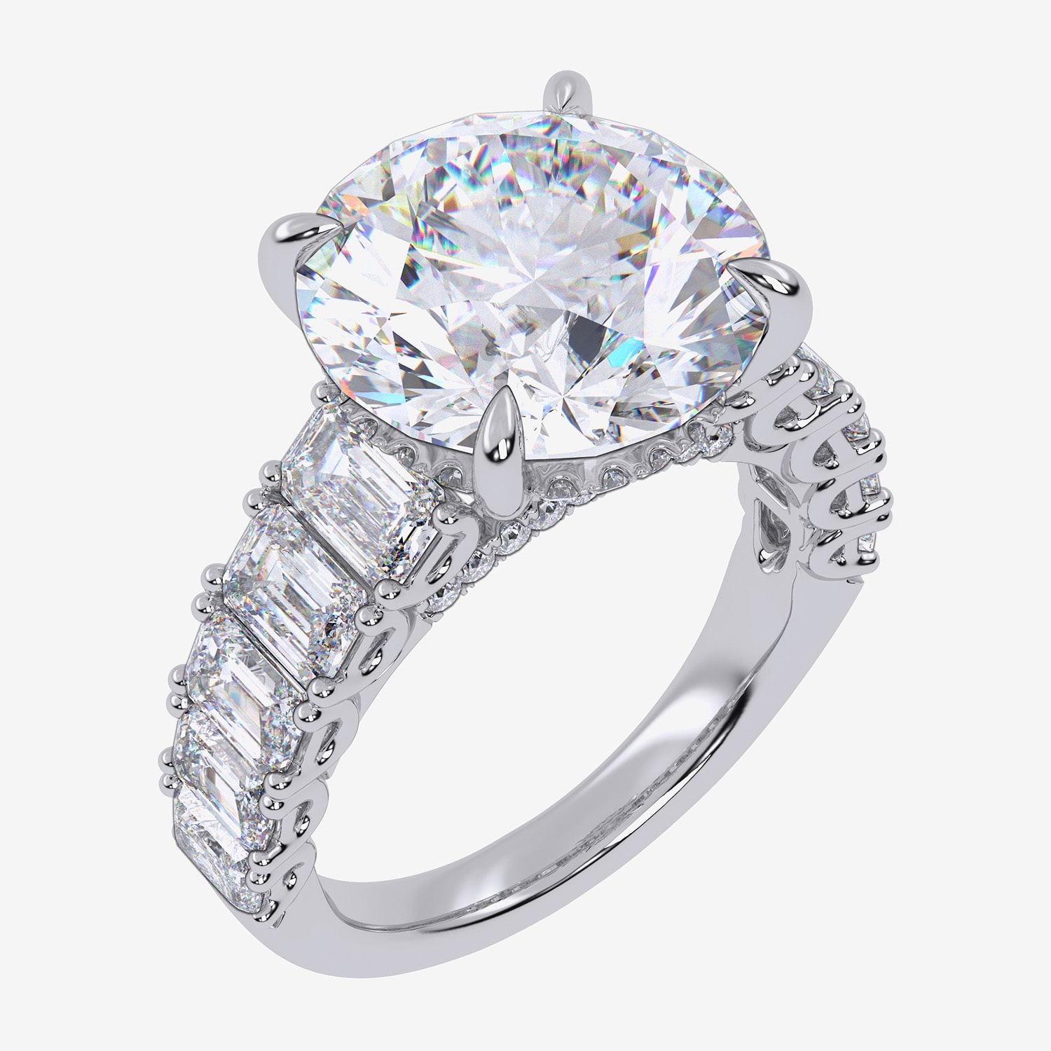Signature By Modern Bride (G, Vs2-Si1) Womens 8 1/4 Ct. T.W. Lab Grown White Diamond 14K Gold Round Side Stone Engagement Ring