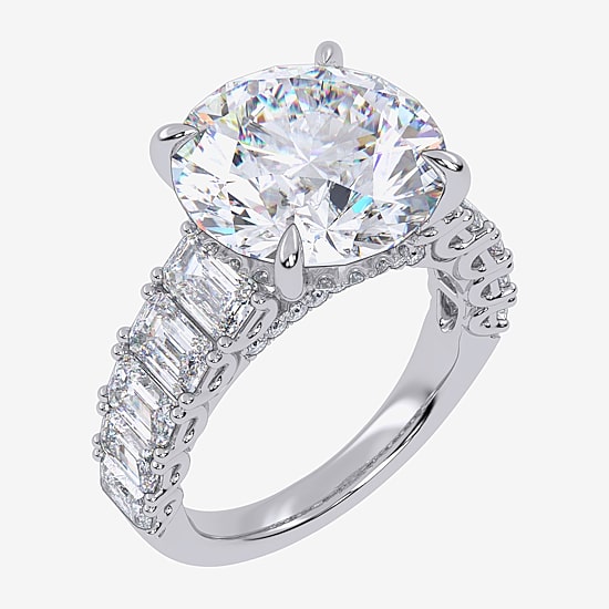 Signature By Modern Bride (G, Vs2-Si1) Womens 8 1/4 Ct. T.W. Lab Grown White Diamond 14K Gold Round Side Stone Engagement Ring