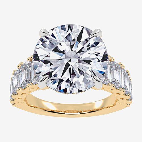 Signature By Modern Bride (G, Vs2-Si1) Womens 8 1/4 Ct. T.W. Lab Grown White Diamond 14K Gold Round Side Stone Engagement Ring, 9, Yellow